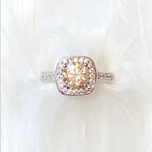 3.02 Carat Yellow Gold Moissanite And White Cubic Zirconia...